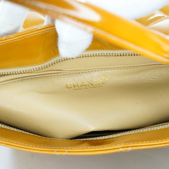 Auth Chanel Hand Bag Enamel Yellow #26809C46 - Picture 8 of 15